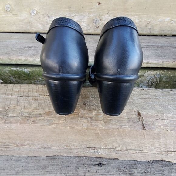 Dansko Roxy Black Leather Buckle Strap Heeled Mary Jane Comfort Clogs 38 - Picture 6 of 9